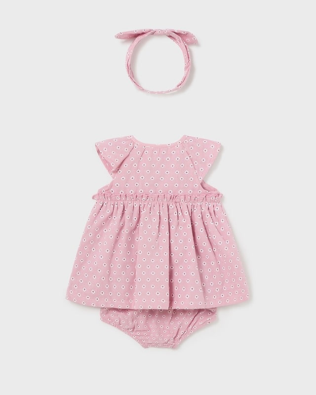 VESTITO ROSA CON CALZONCINI E FASCIA PER CAPELLI