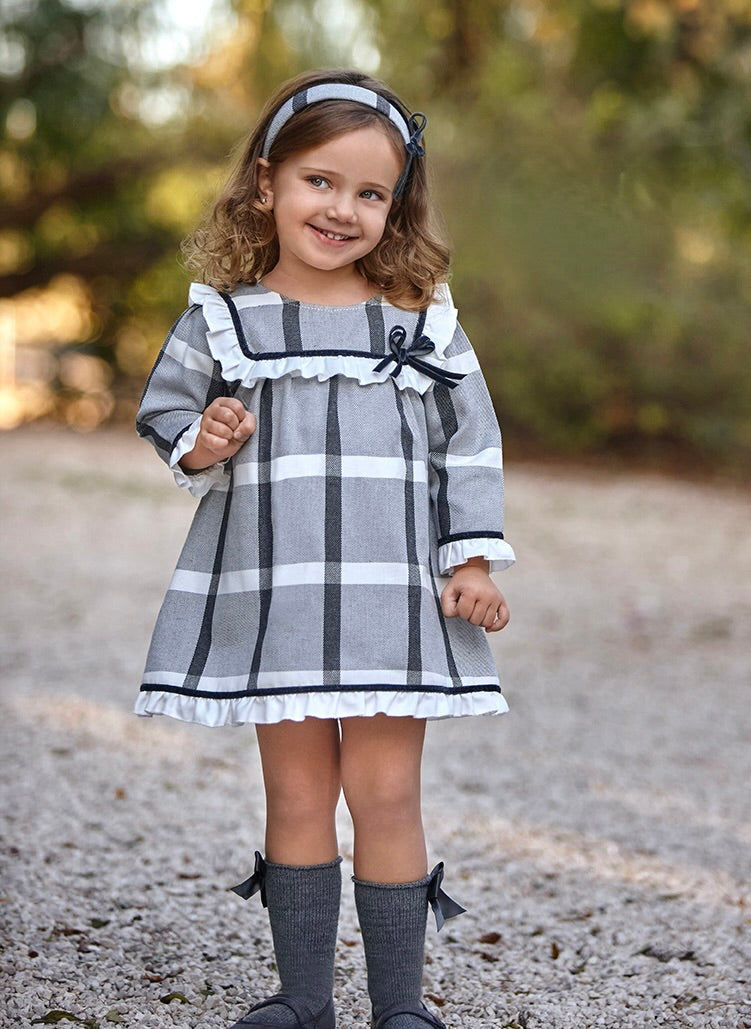 TARTAN KLEID GRAU