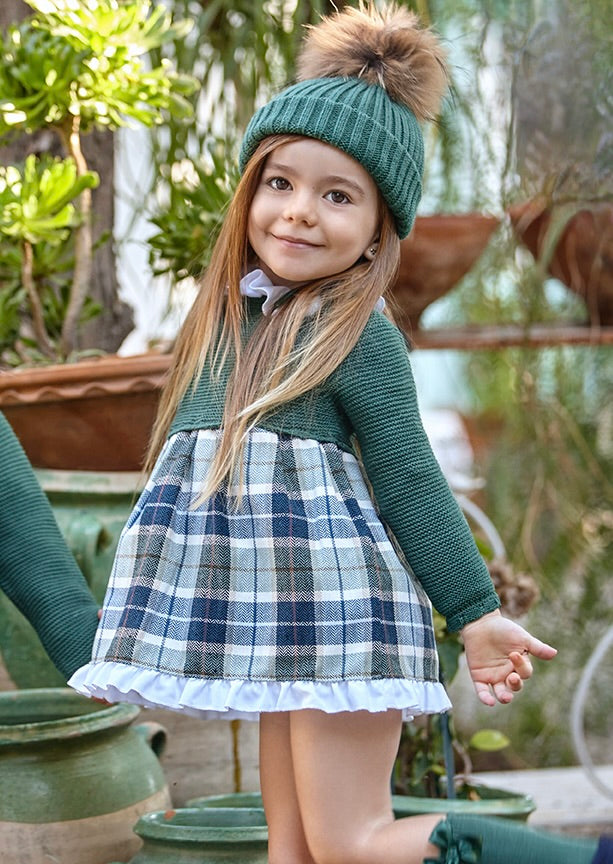 GREEN TARTAN DRESS KNITTED