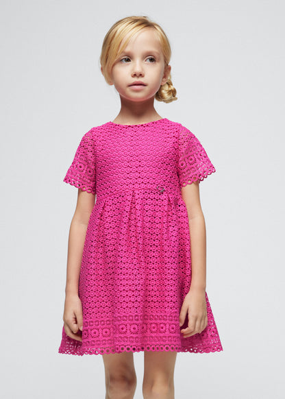 GUIPURE DRESS FUCHSIA