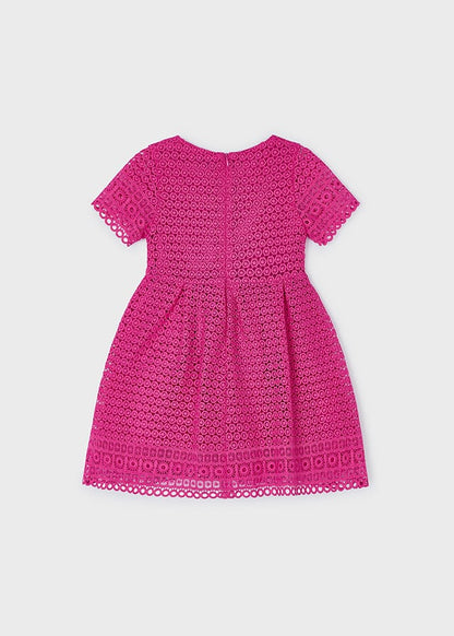 GUIPURE DRESS FUCHSIA