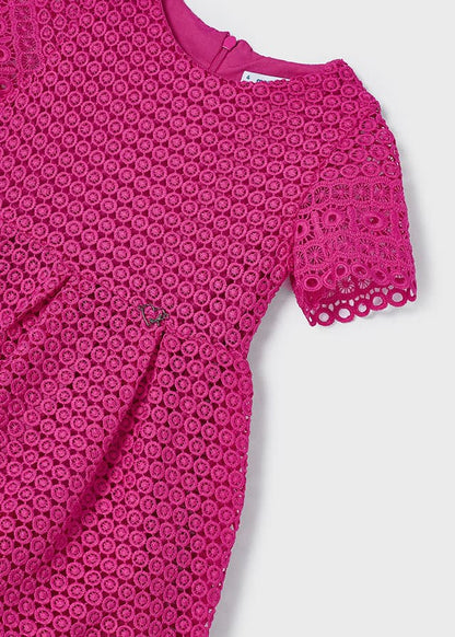 GUIPURE KLEID FUCHSIA