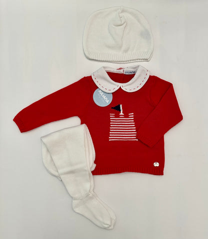 KNITTED BABY SET WITH BONNET 