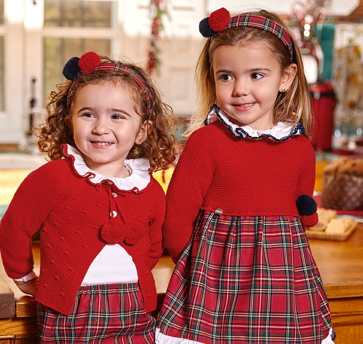 TARTAN HEADBAND WITH POMPOM