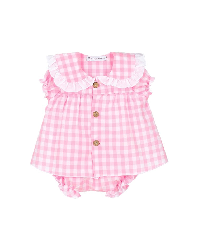 ROSA KARIERTES BABYSET MIT BLOOMERS