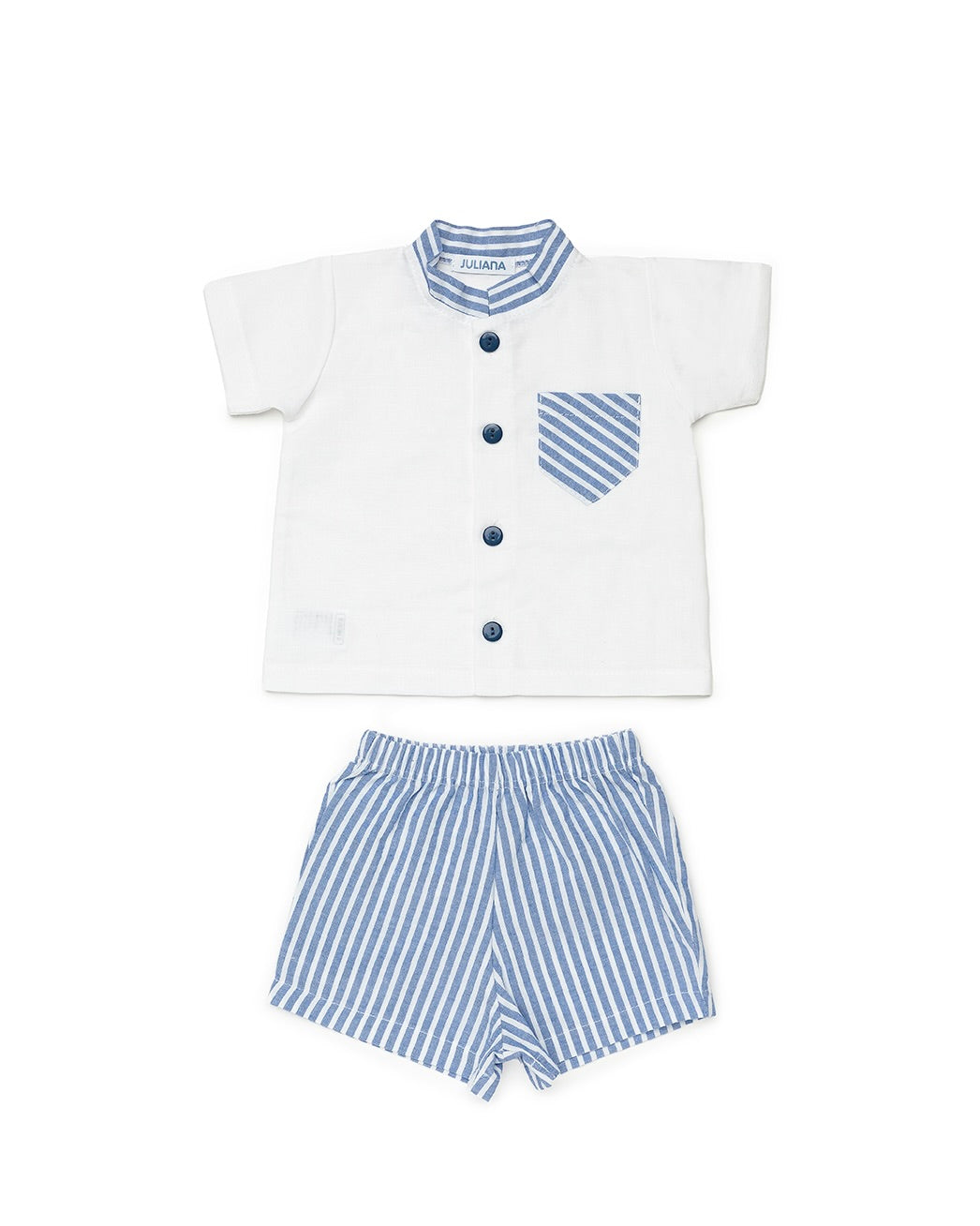 STRIPED LINEN SHIRT WITH MATCHING SHORTS