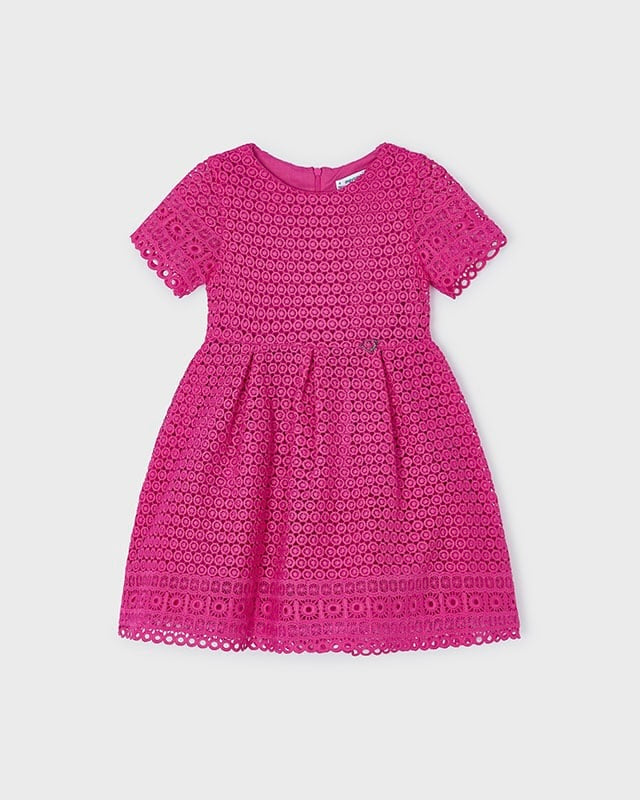 GUIPURE DRESS FUCHSIA