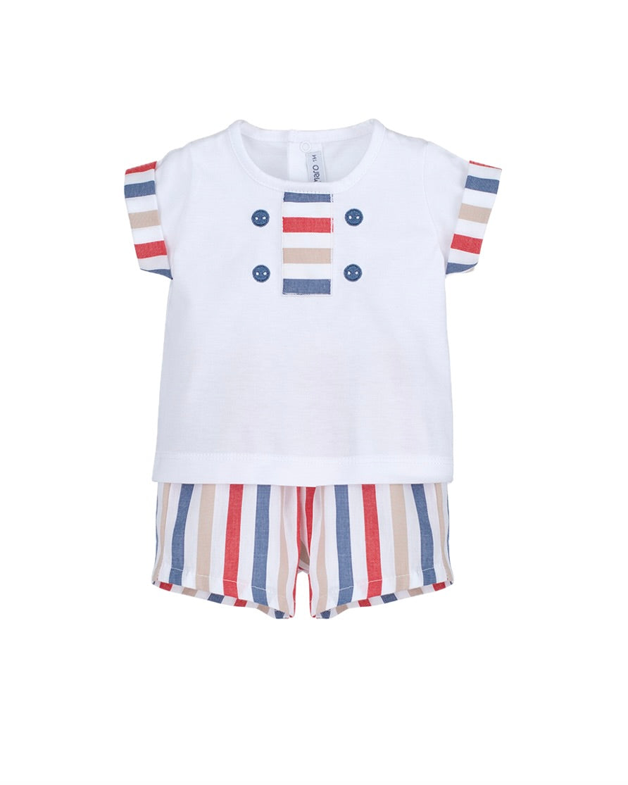 GESTREIFTES BABYSET MIT SHORTS