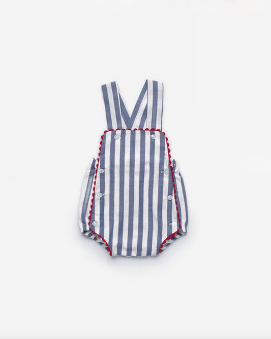 STRIPED COTTON DUNGAREES