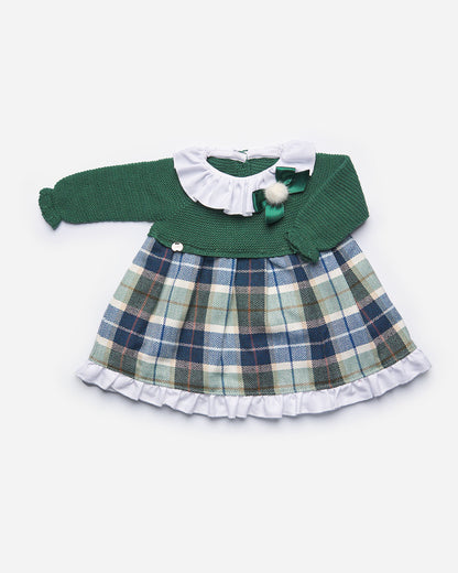 GREEN TARTAN DRESS KNITTED