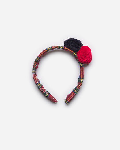 TARTAN HEADBAND WITH POMPOM