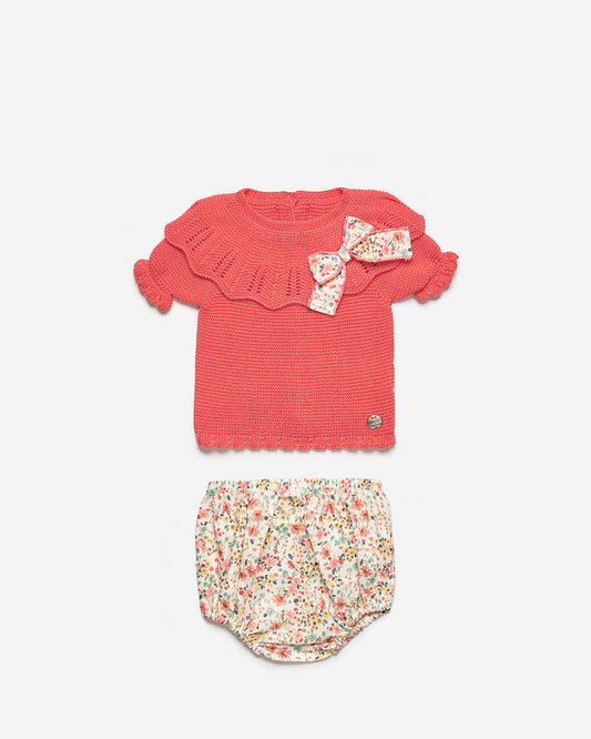 SET FLOREALE NEONATO CON PANTALONCINI