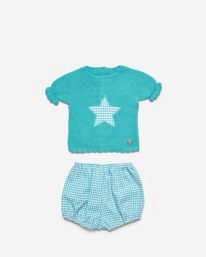 VICHY STYLE BABY SET WITH SHORTS