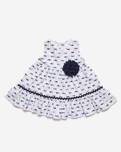 GORGEOUS SUMMER DRESS WITH FLOWER POMPOM