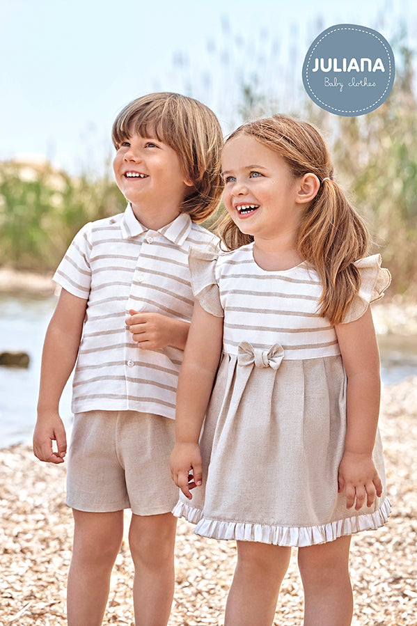 LINEN SHIRT WITH SHORTS BEIGE