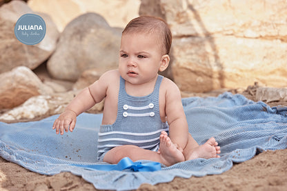 KNITTED BABY DUNGAREES WITH STRIPES