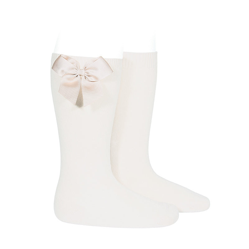 KNEE SOCKS WITH BOW CREAM