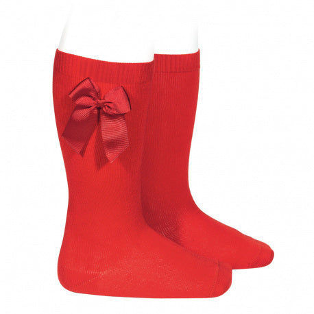 KNEE HIGH SOCKS WITH GROSGRAIN BOW RED