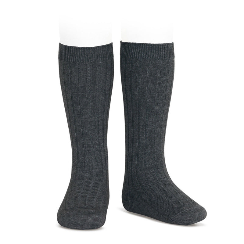 RIB KNEE HIGH SOCKS ANTHRACITE