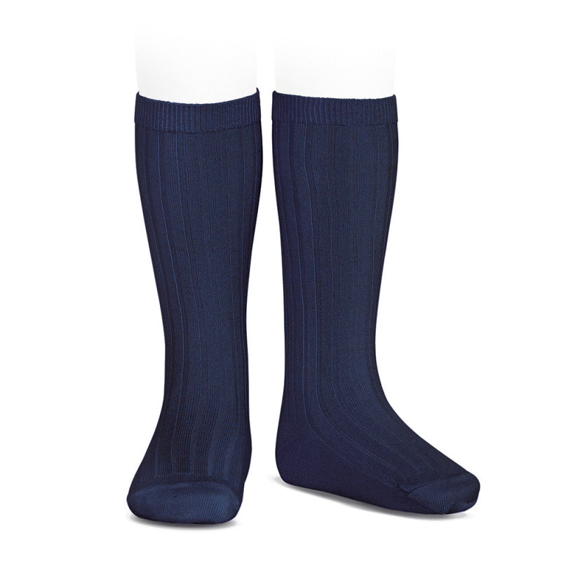 RIB KNEE HIGH SOCKS NAVY BLUE